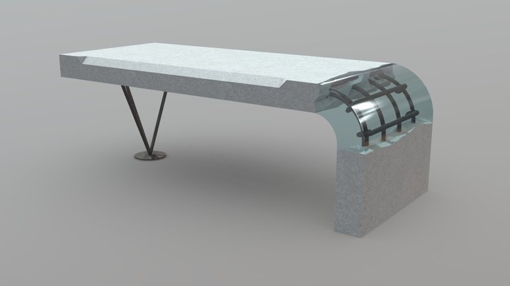 Concrete table, desk 3D Model