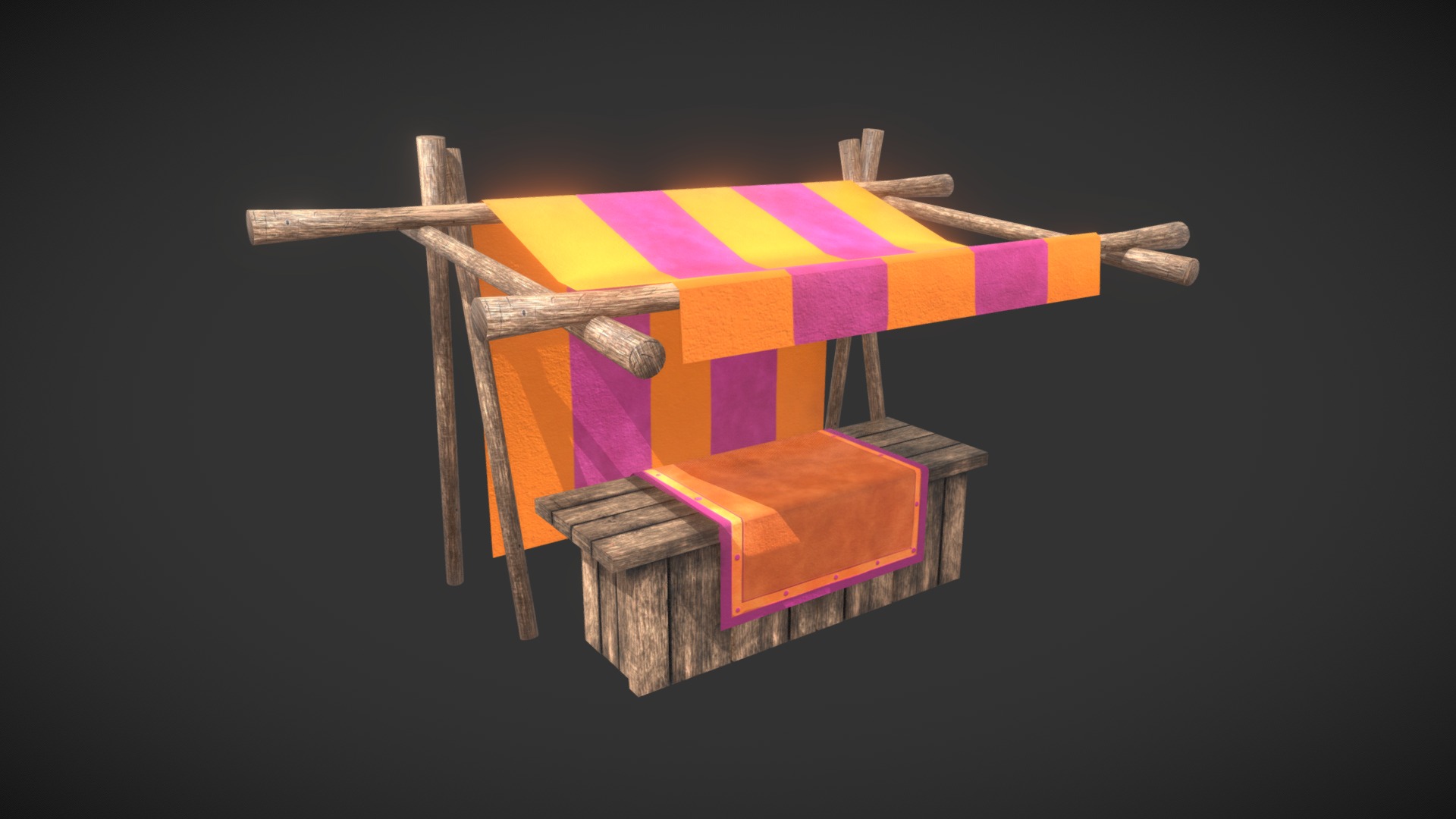 3D model Medieval market - This is a 3D model of the Medieval market. The 3D model is about a colorful cube with a rainbow design.