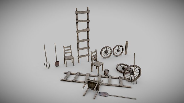 Old Farm Objects 3D Model