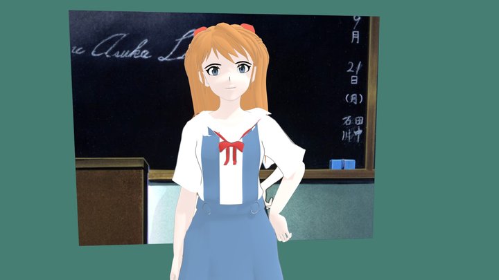Asuka with the School Uniform Rigged 3D Model