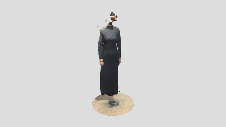 T4Black Dark Flowered Flocking Dress Scaniverse 3D Model