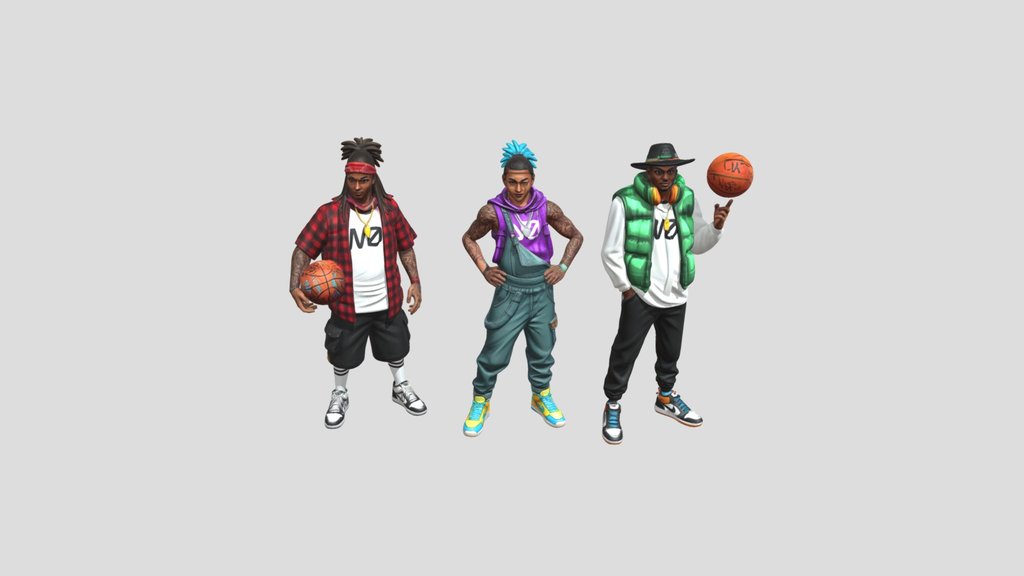 Basketball Urban Court Trio Players Streetball