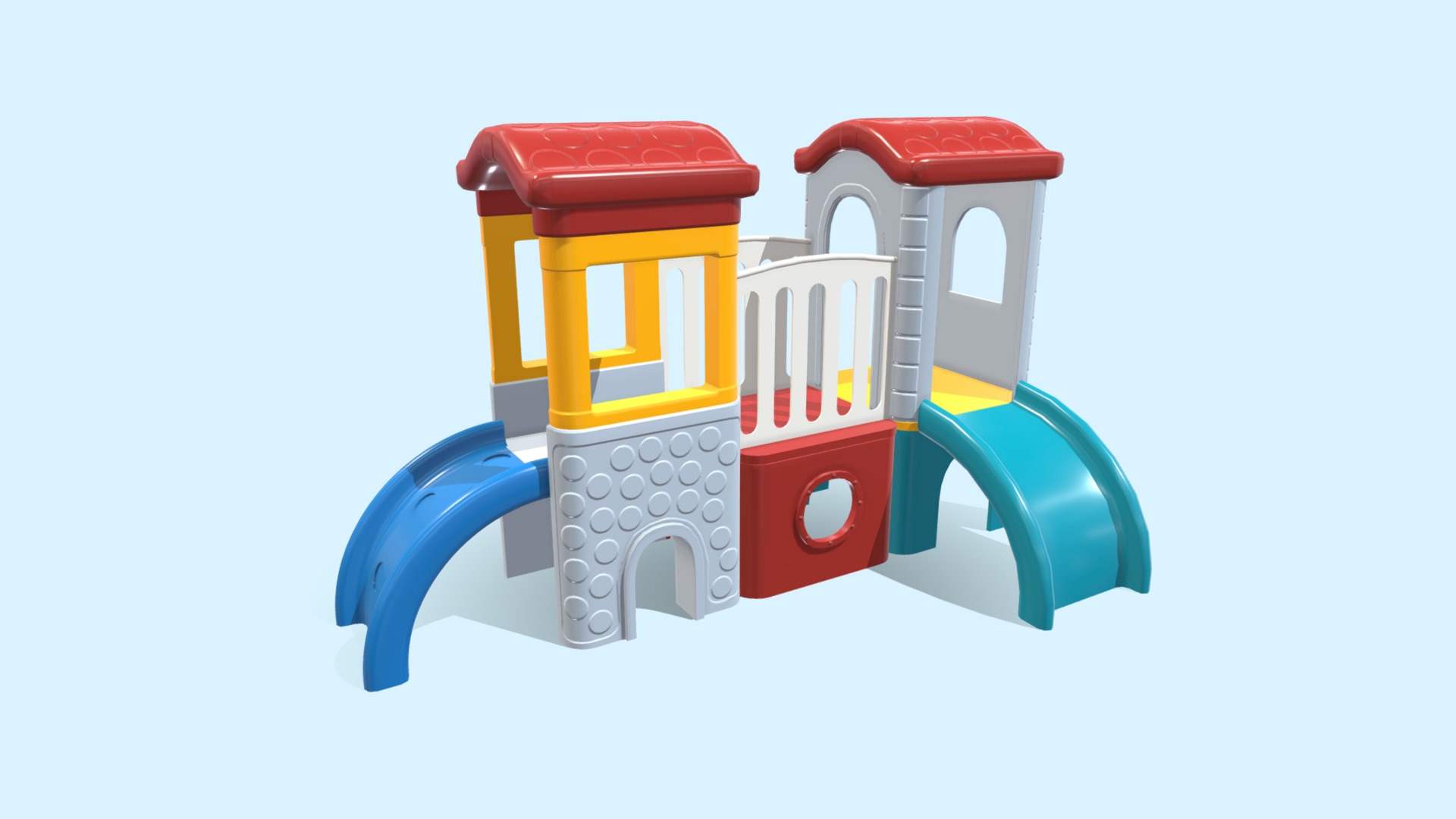 3D model Children’s Castle - This is a 3D model of the Children's Castle. The 3D model is about a toy train with a red and yellow top.