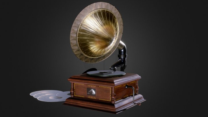 Vintage Gramophone 3D Model