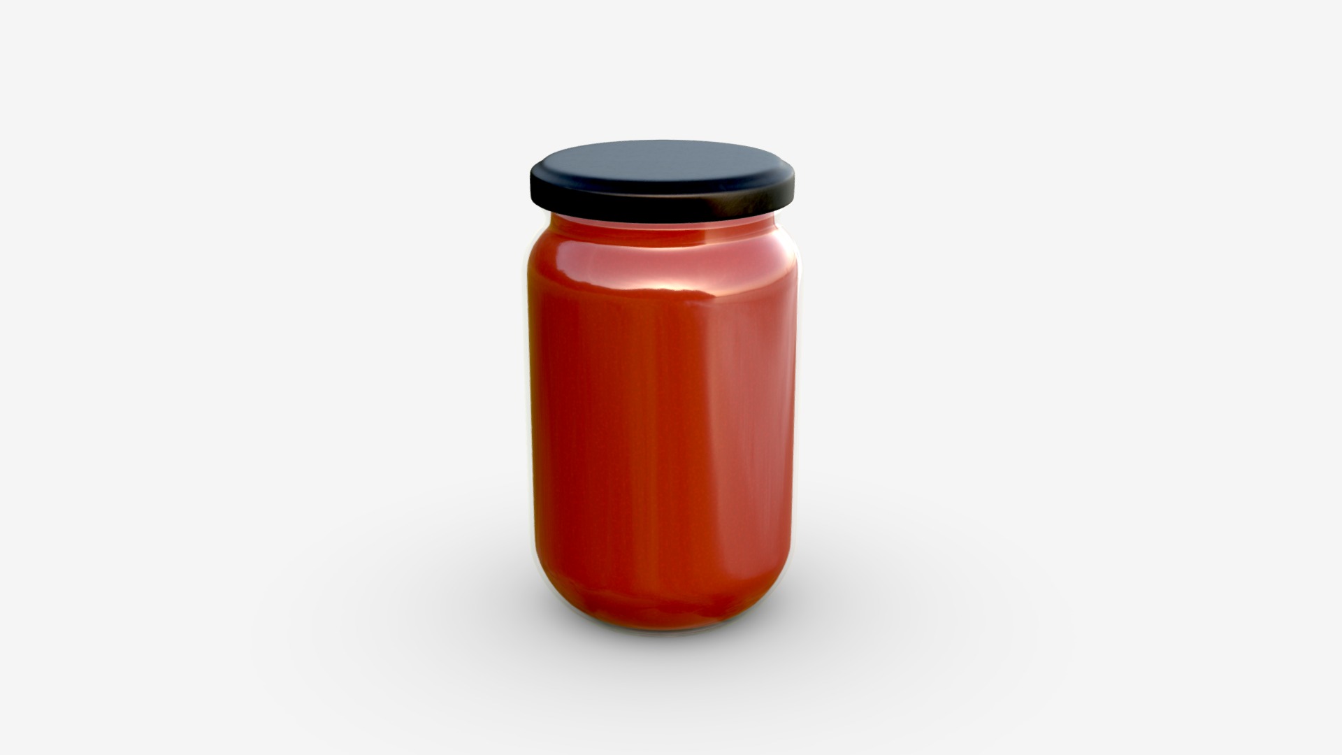 3D model Tomato sauce jar - This is a 3D model of the Tomato sauce jar. The 3D model is about a red container with a black lid.