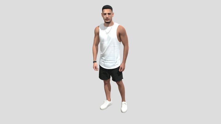 Casual Athlete in a White Tank Top – Modello 3D gratuito STL