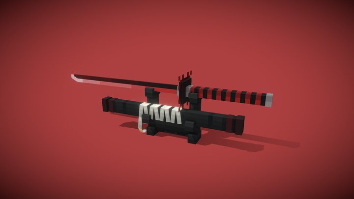 Red katana [ downloadable ] 3D Model
