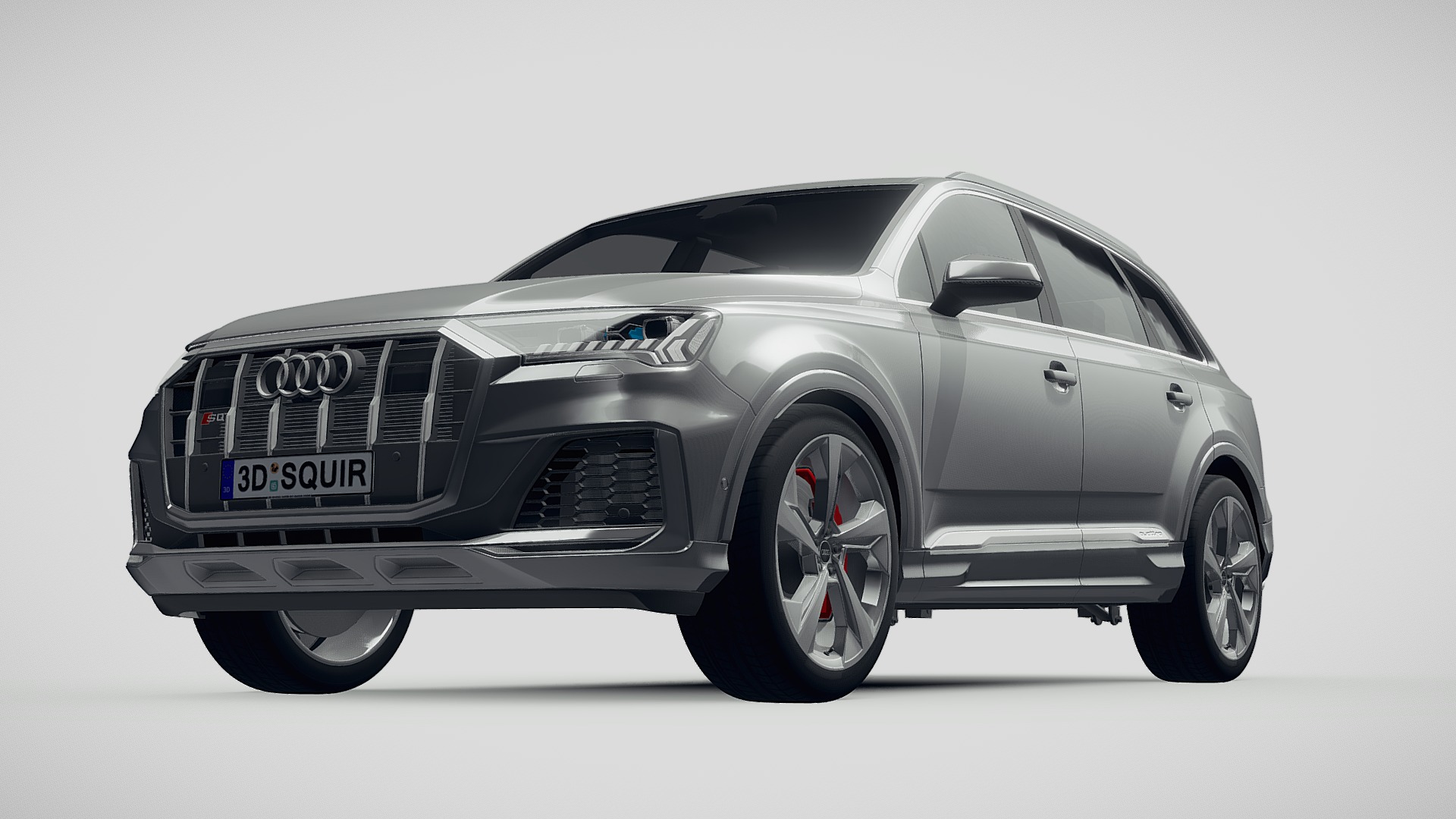 3D model Audi SQ7 2020 - This is a 3D model of the Audi SQ7 2020. The 3D model is about a silver car with a black background.