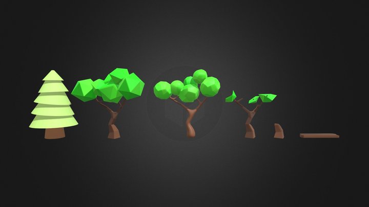 The Low Poly Trees Wood Piece- Unity Game Assets 3D Model
