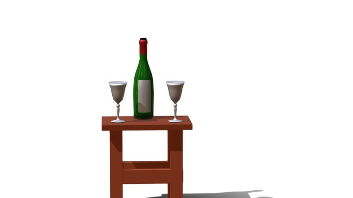 Wine & glass 3D Model