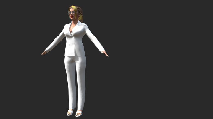 Female Double-Breasted Suit 3D Model