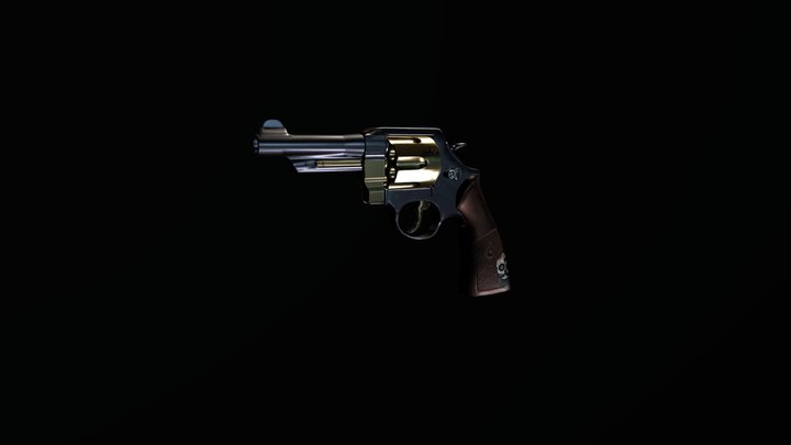 Revolver Low Poly 3D Model