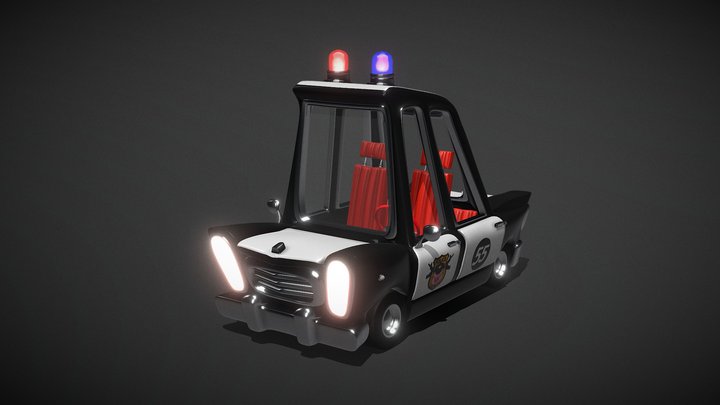 Cartoon Police Car | Render - 3D Object 3D Model