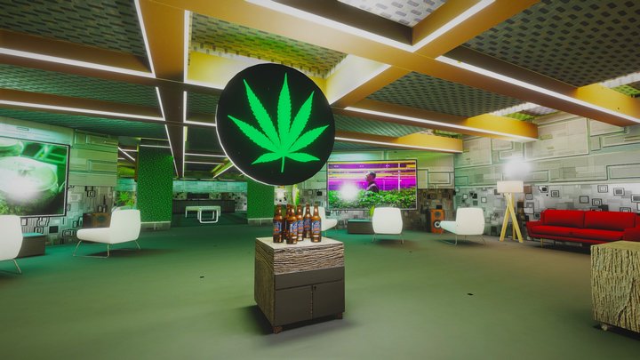 Metaverse Cannabis Store |Baked| VR/AR Ready 3D Model