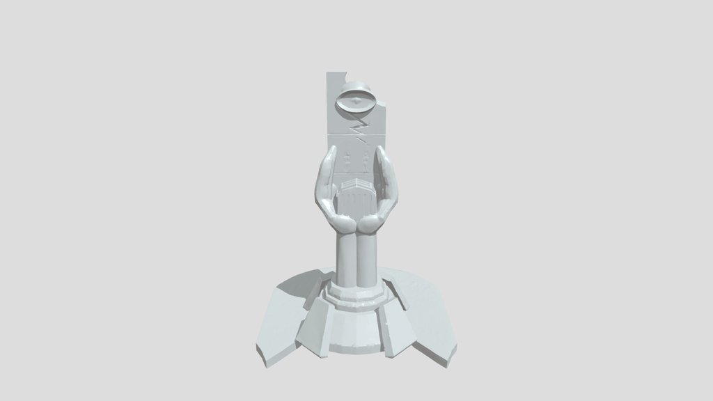 Monument of hands holding a memorial obelisk