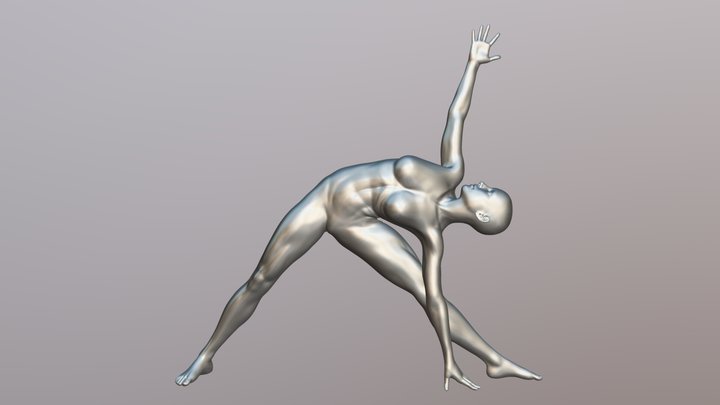 woman yoga  triangle pose 3D Model