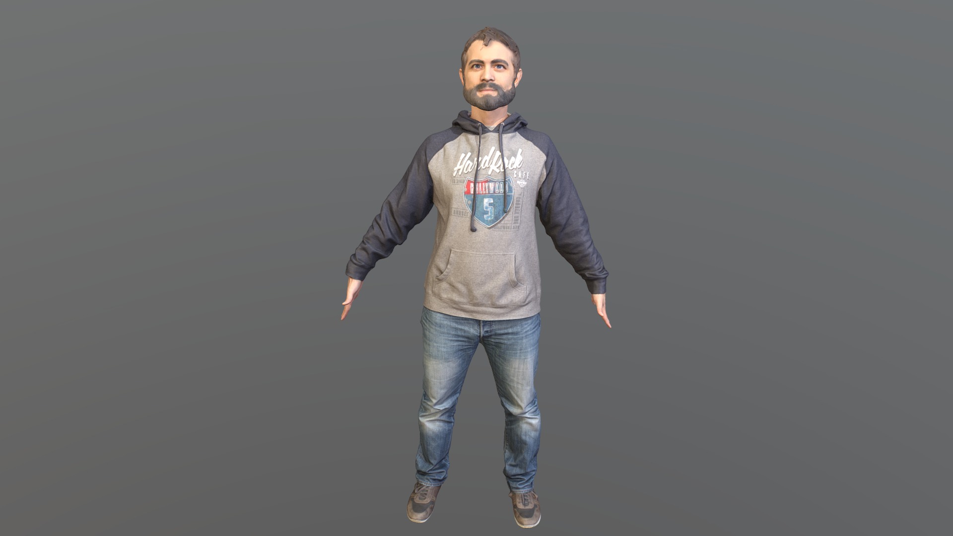 3D model Person 1 – A Pose - This is a 3D model of the Person 1 - A Pose. The 3D model is about a man standing in front of a black background.