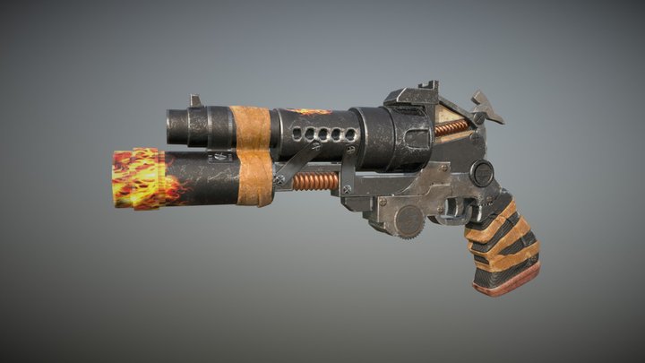 Fiery Flame Thrower 3D Model