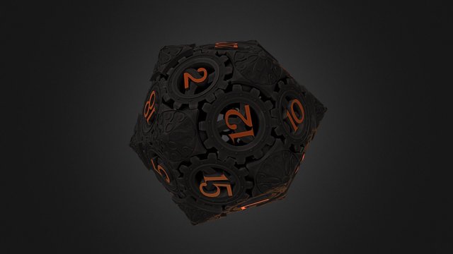 D20 Black-Copper 3D Model