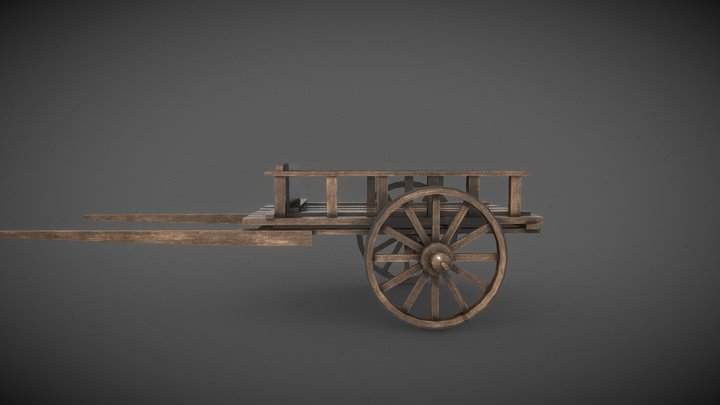 Gameready Lowpoly Wooden Wagen 3D Model 3D Model