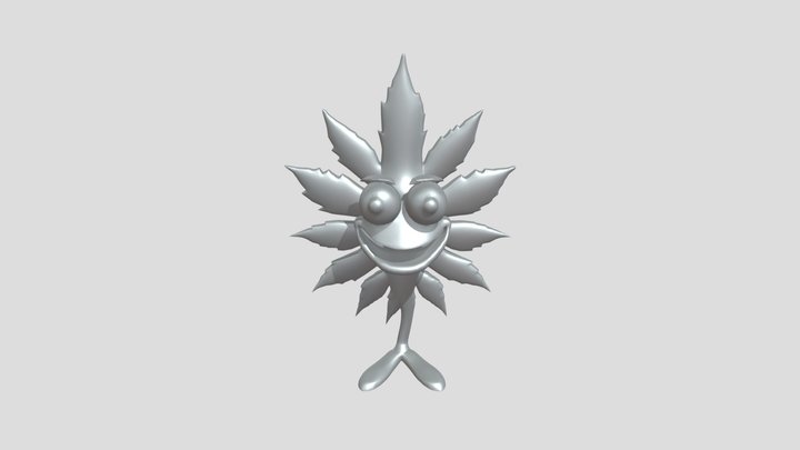 cartoon cannabis leaf character 3D Model