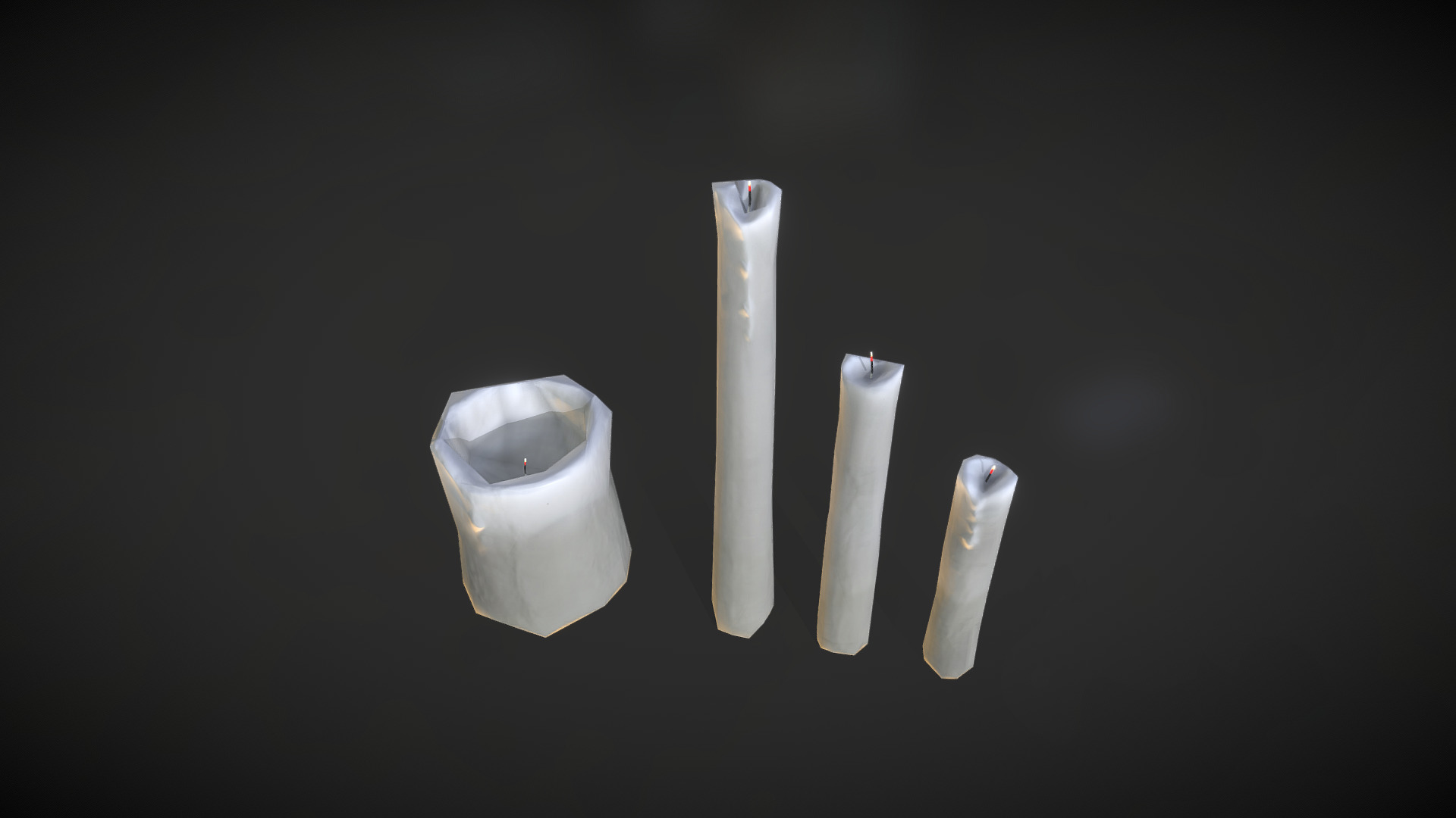 3D model Low-poly Candles - This is a 3D model of the Low-poly Candles. The 3D model is about a few white objects.