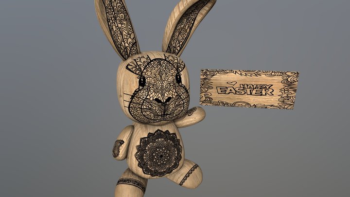 Easter Bunny Woodburning 3D Model