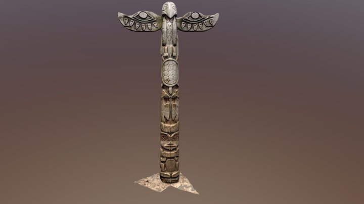 Wooden totempole 3D Model