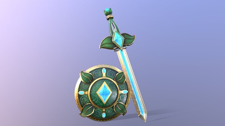 Bladed Weapon and Shield 3D Model