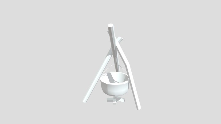 Genshin Impact Campfire with Iron Pan 3D Model