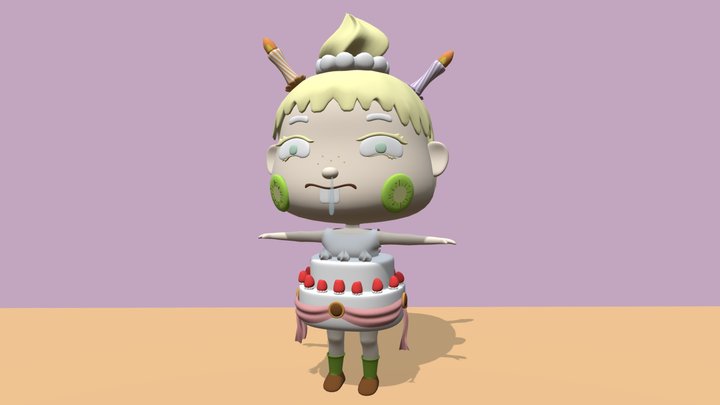 The Girl in a Birthday Party 3D Model