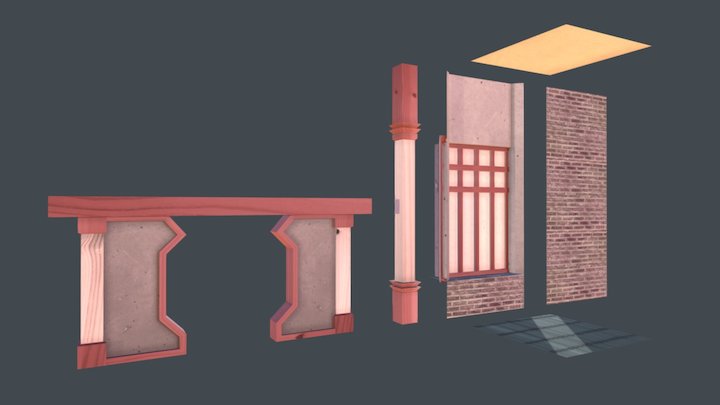 Chinese-esque modular pieces 3D Model