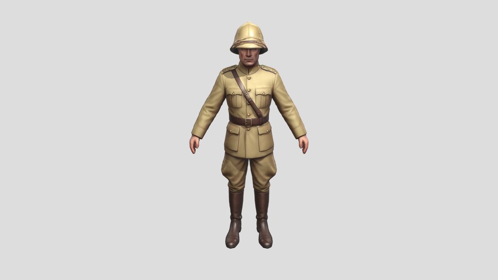 Khaki-Clad Soldier with Pith Helmet