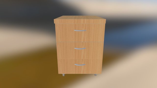 ACA020 3 Drawer Standard Mobile Pedestal NO 3D Model