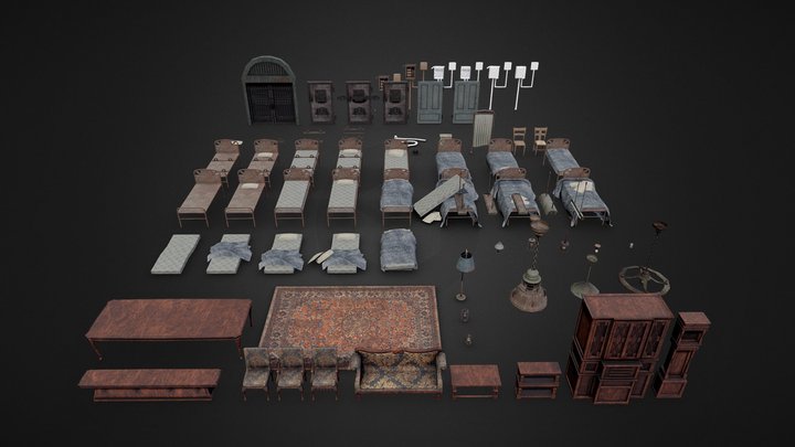 Asset Pack - Asylum Interior 3D Model