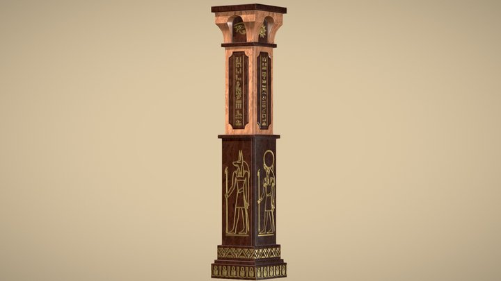 Egyptian Column Fantasy Style 3D Model