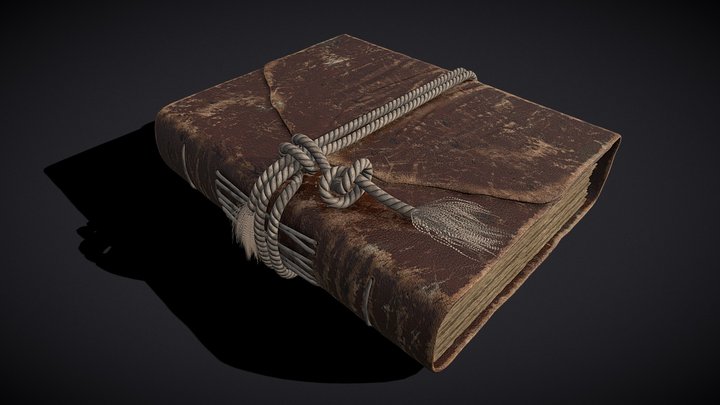 Rope Tied Leather Bound Book 3D Model