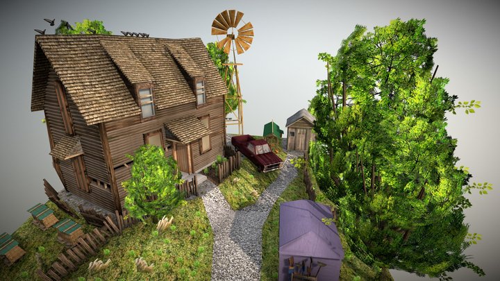 3D Scene - "Eco-Nest Fields" 3D Model