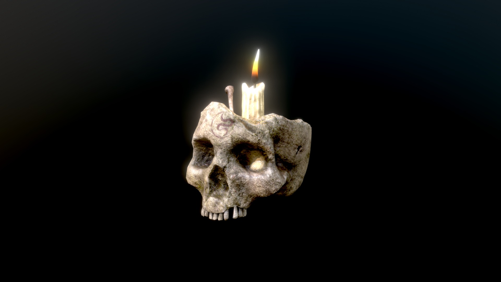 3D model HIE Skull Candle D180309 - This is a 3D model of the HIE Skull Candle D180309. The 3D model is about a skull with a flame.