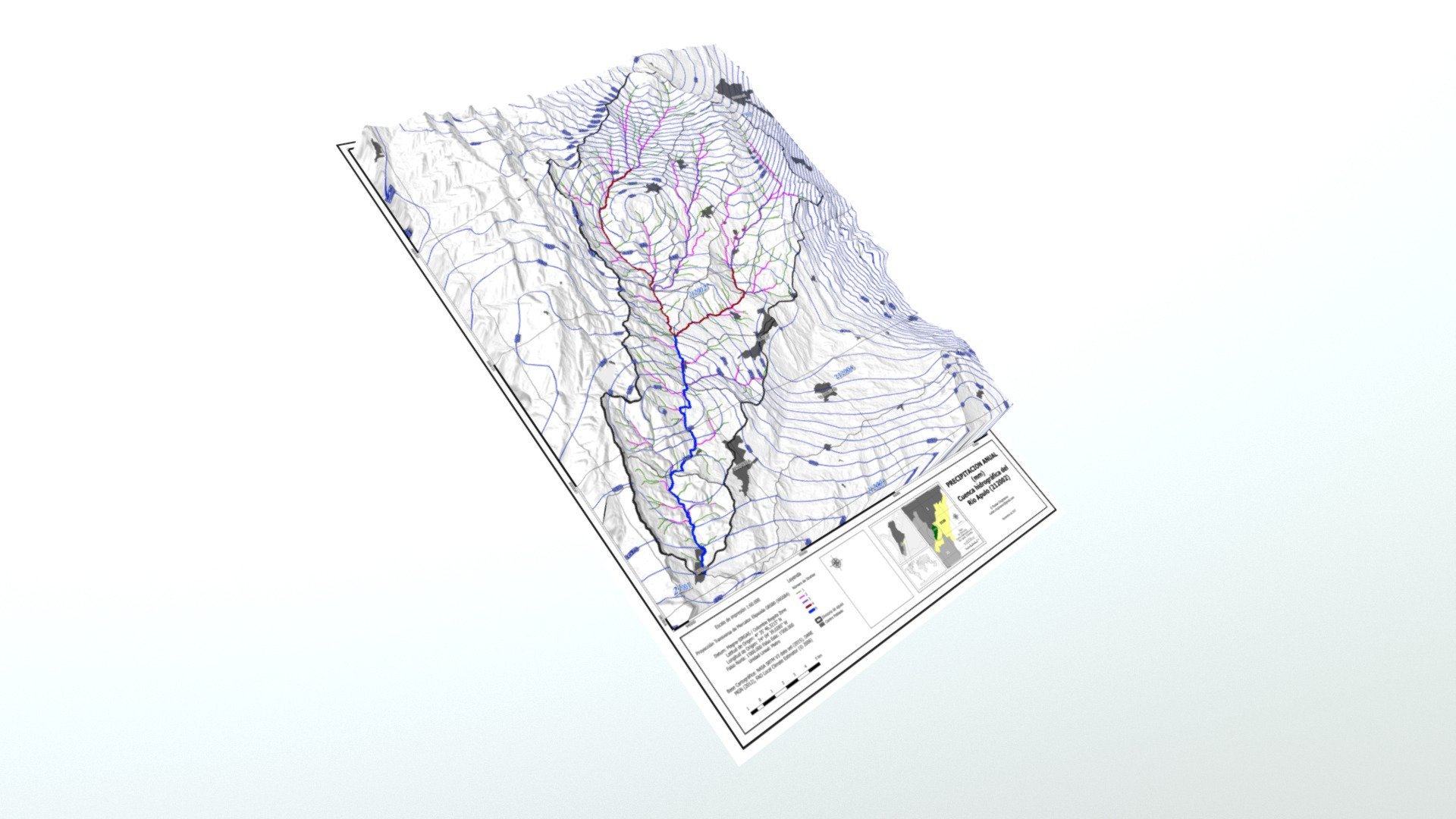 Apulo River Basin - Annual Precipitation - 3D model by rchujmanov ...
