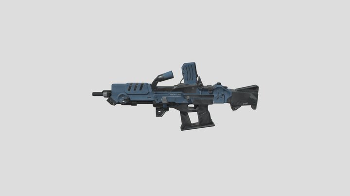 Futuristic Machine Gun - Low Poly 3D Model