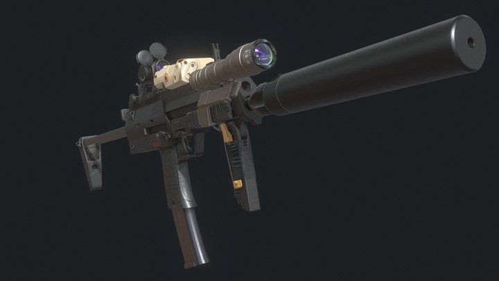 Game ready Tactical H&K MP7 3D Model
