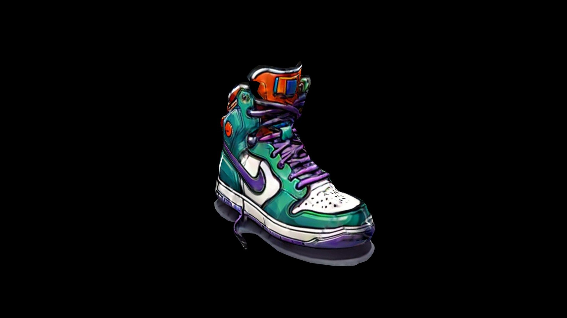 A cartoon drawing of a Nike high-top sneaker in - Download Free 3D ...