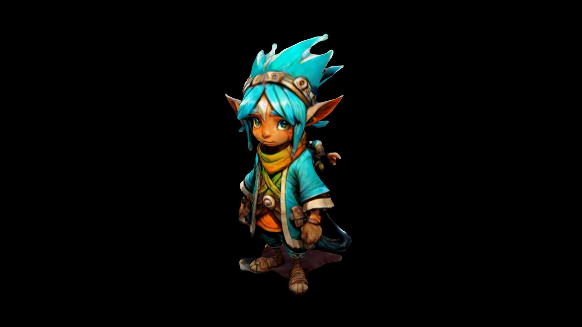 a blue haired character with ear fins and a tail - Download Free 3D ...
