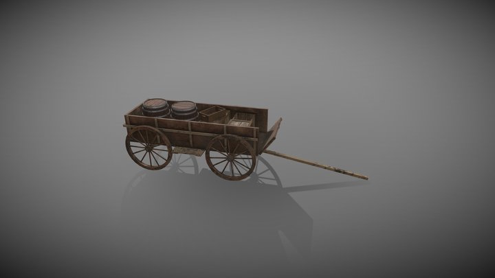 Wooden Cart 3D Model