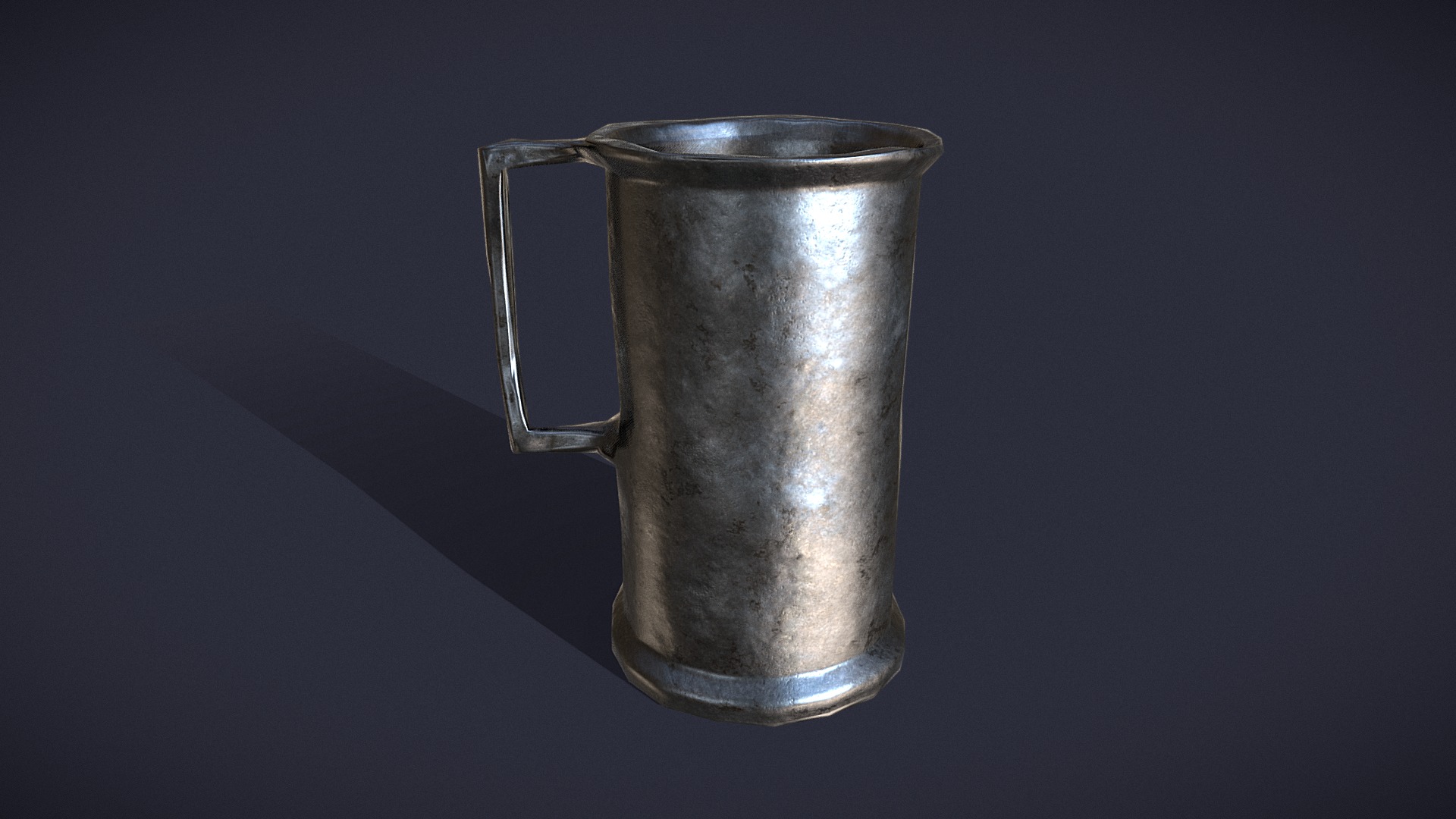 3D model Metal cup - This is a 3D model of the Metal cup. The 3D model is about a silver pitcher with a handle.