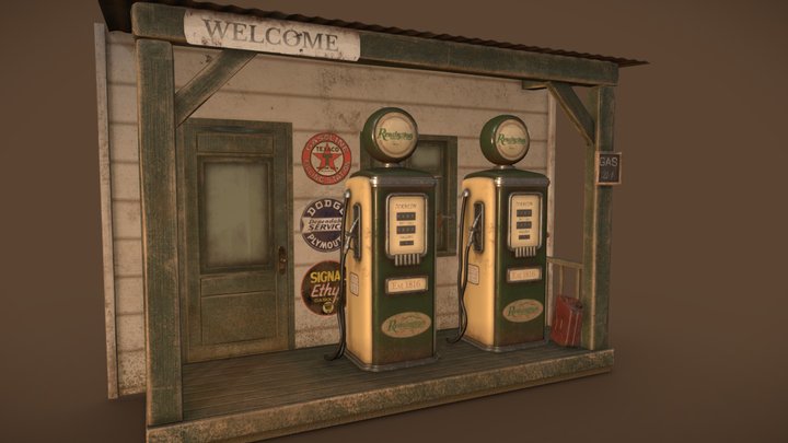 Retro Gas Station 3D Model