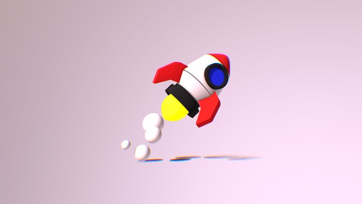 Cartoony Rocket 3D Model