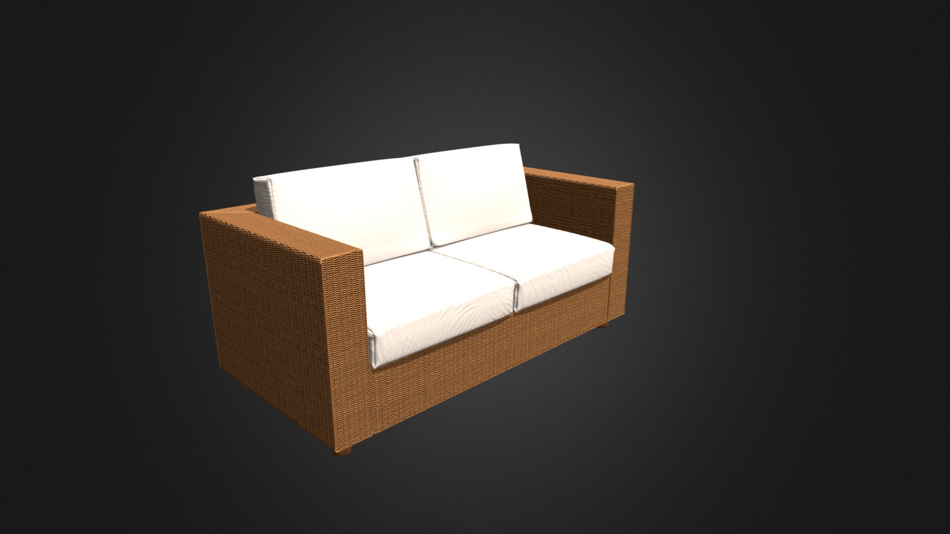 3D model Wicker Sofa - This is a 3D model of the Wicker Sofa. The 3D model is about a box with a white lid.