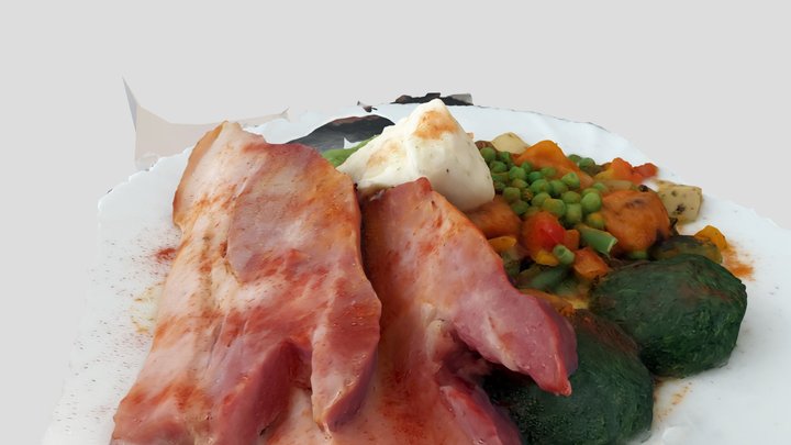Food Dish - veggies & meat with mozarella – Free 3D Model STL